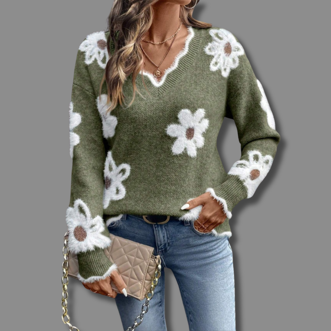 Thea | Elegancki sweter w kwiaty