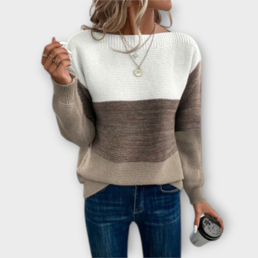 Elisabet | Elegancki trójkolorowy sweter