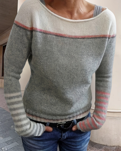Katharina | Sweter w paski z długim rękawem
