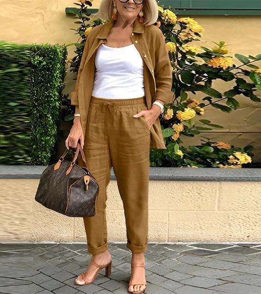 Martina | Komplet: koszula i spodnie z lnu i bawełny