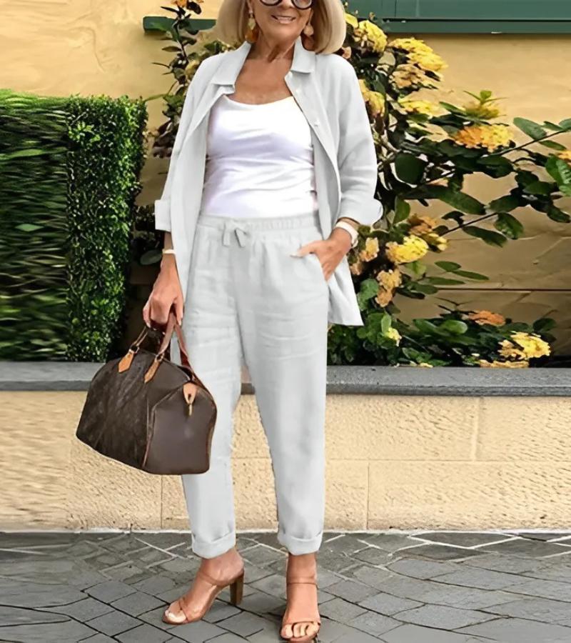 Martina | Komplet: koszula i spodnie z lnu i bawełny