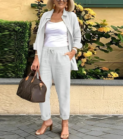 Martina | Komplet: koszula i spodnie z lnu i bawełny