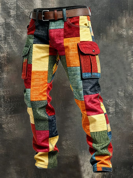 Amelin & Co™ | Męskie spodnie cargo patchwork