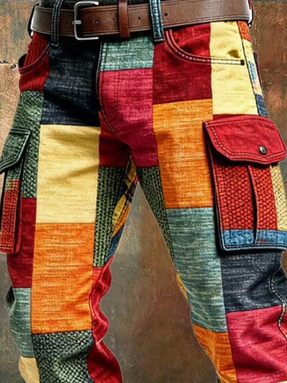 Amelin & Co™ | Męskie spodnie cargo patchwork