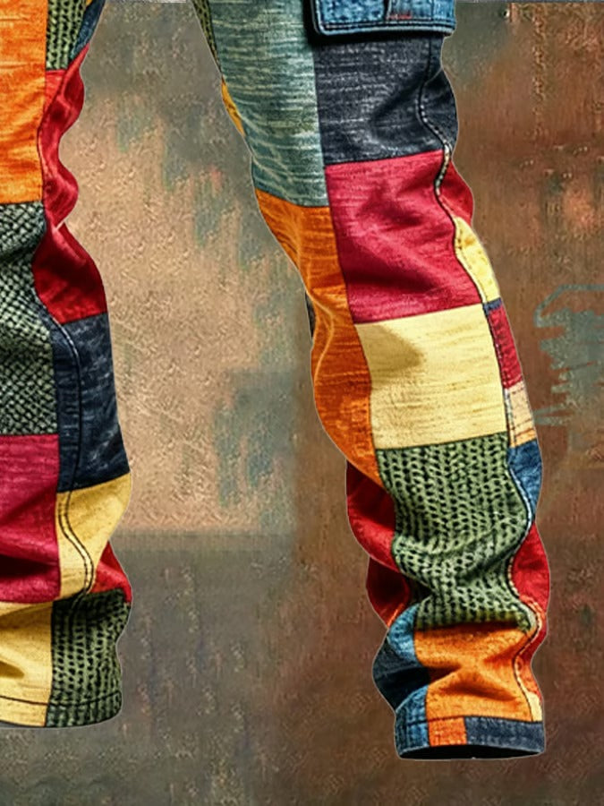 Amelin & Co™ | Męskie spodnie cargo patchwork