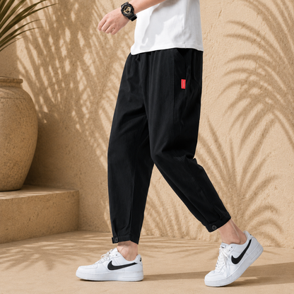 Theo | Bawełniane spodnie slim fit