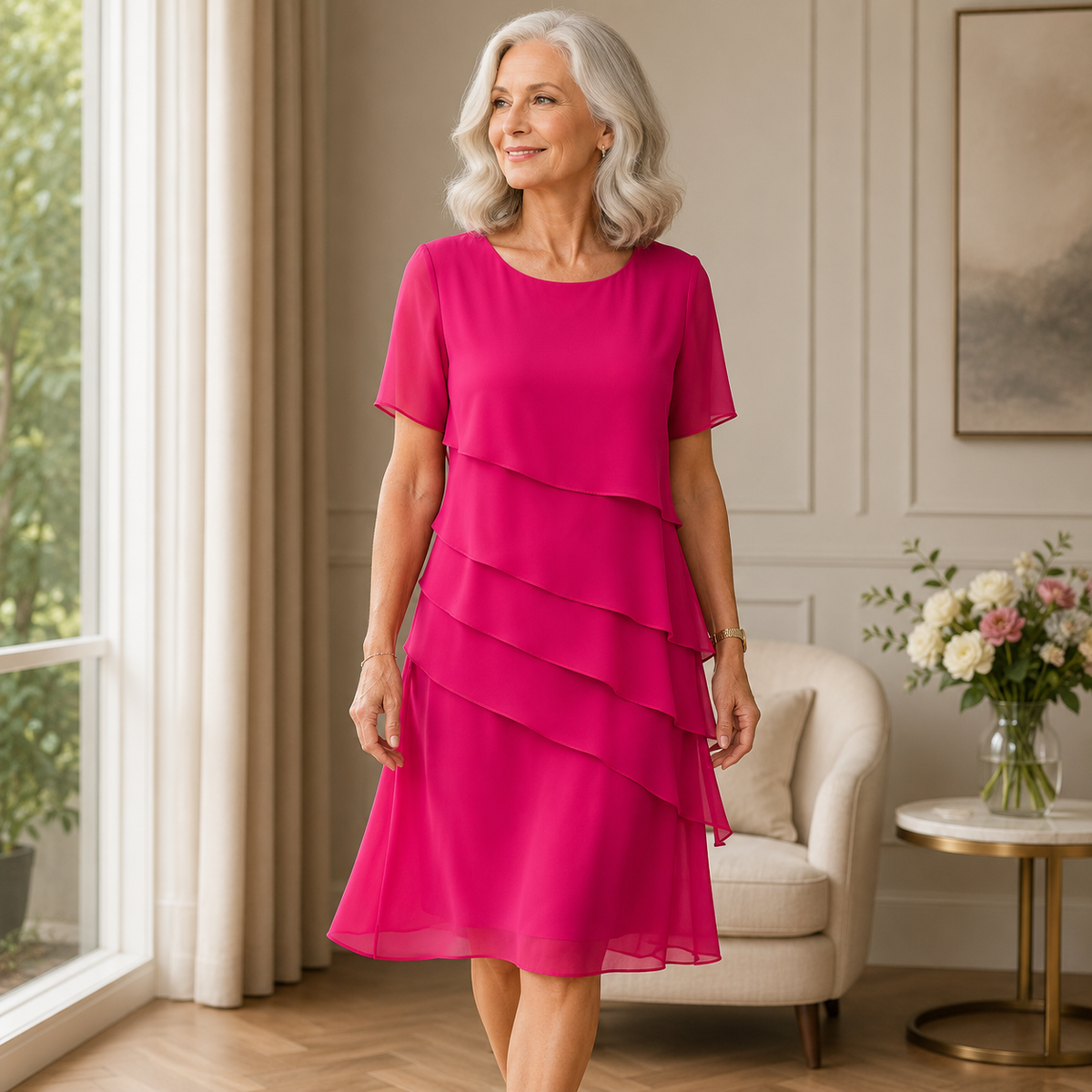 Linda | Elegancka sukienka z falbanami