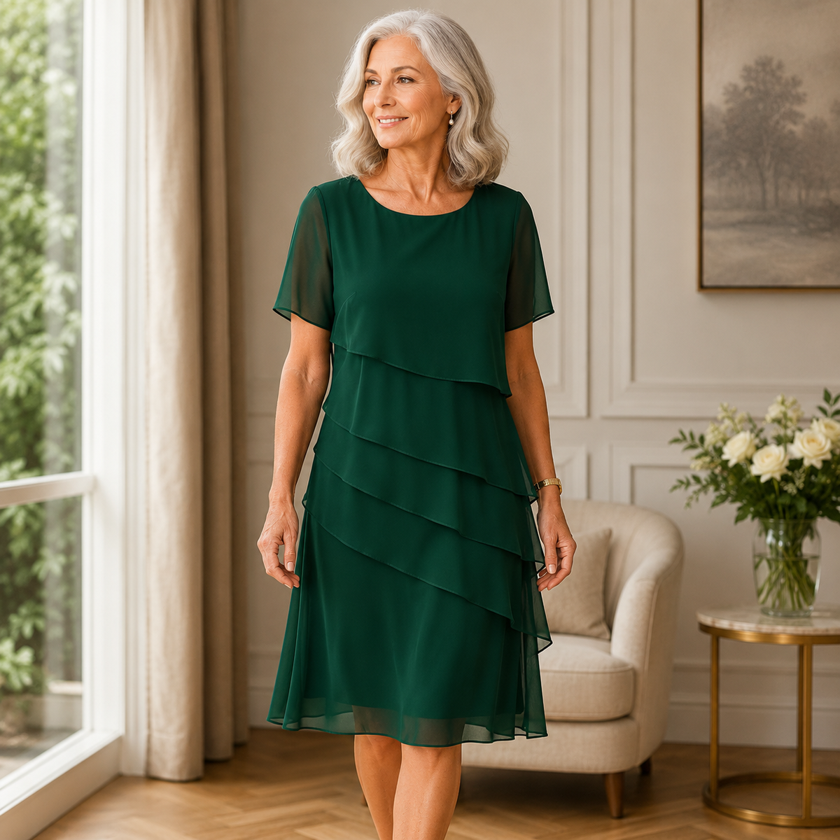 Linda | Elegancka sukienka z falbanami
