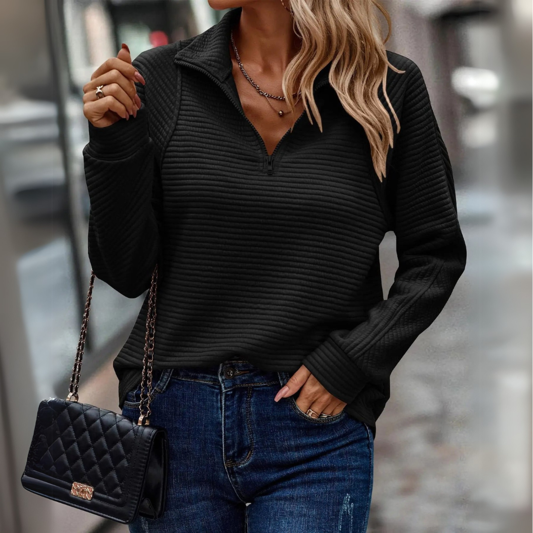 Suzanne | Sweter z krótkim zamkiem