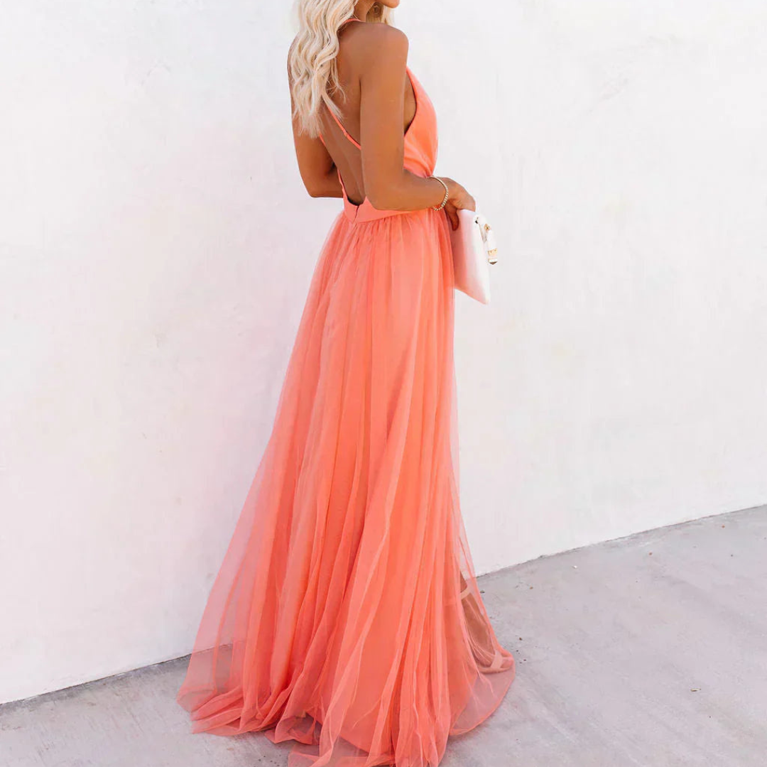 Amelin & Co™ | Koralowa sukienka maxi Lumière