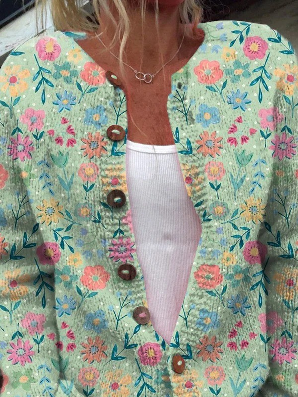 Foxfield | Damski kardigan w kwiaty vintage
