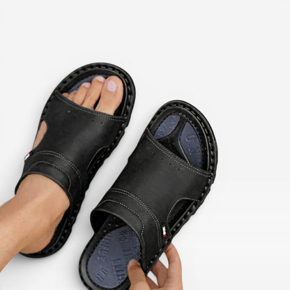 Męskie skórzane klapki slides, klasyczny letni styl z odkrytymi palcami