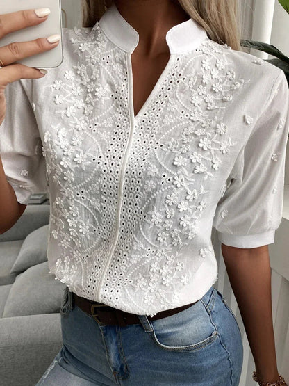 Laurine | Elegancki haftowany top na co dzień