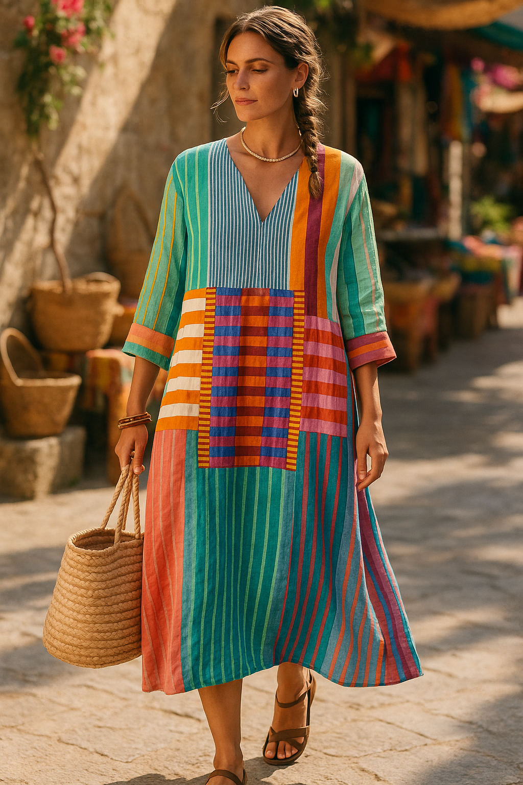 Malia | Elegancka sukienka z geometrycznym wzorem