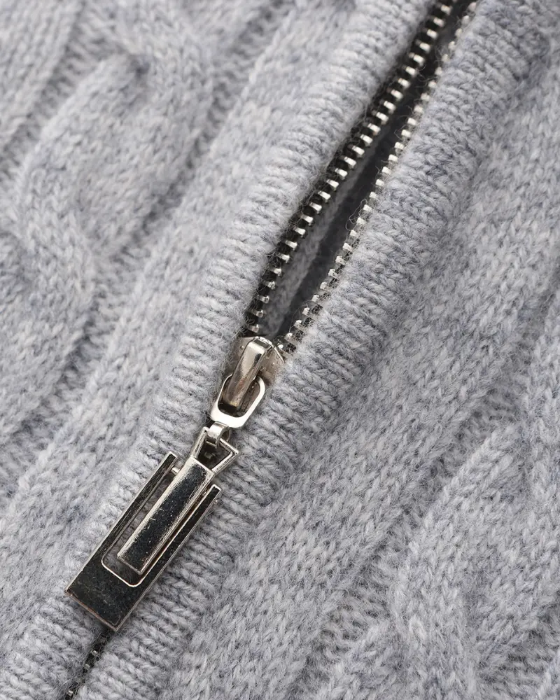 Sweter z krótkim zamkiem ze 100% tkanego kaszmiru