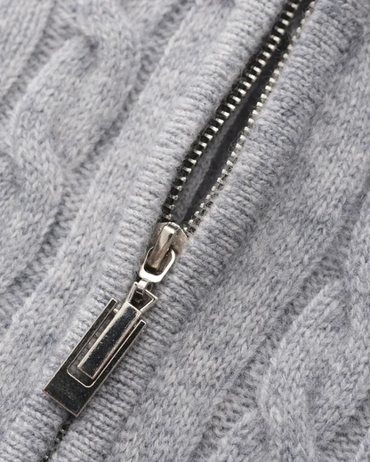 Sweter z krótkim zamkiem ze 100% tkanego kaszmiru