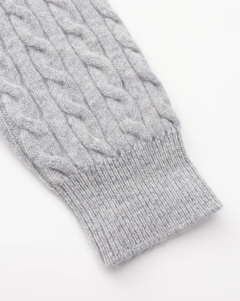 Sweter z krótkim zamkiem ze 100% tkanego kaszmiru