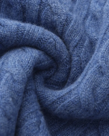 Sweter z krótkim zamkiem ze 100% tkanego kaszmiru