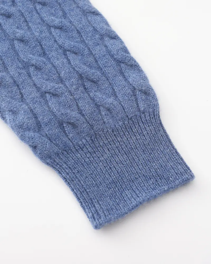 Sweter z krótkim zamkiem ze 100% tkanego kaszmiru