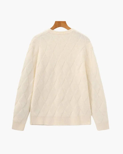 Sweter z okrągłym dekoltem w romby