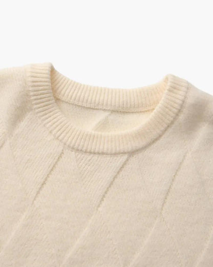 Sweter z okrągłym dekoltem w romby