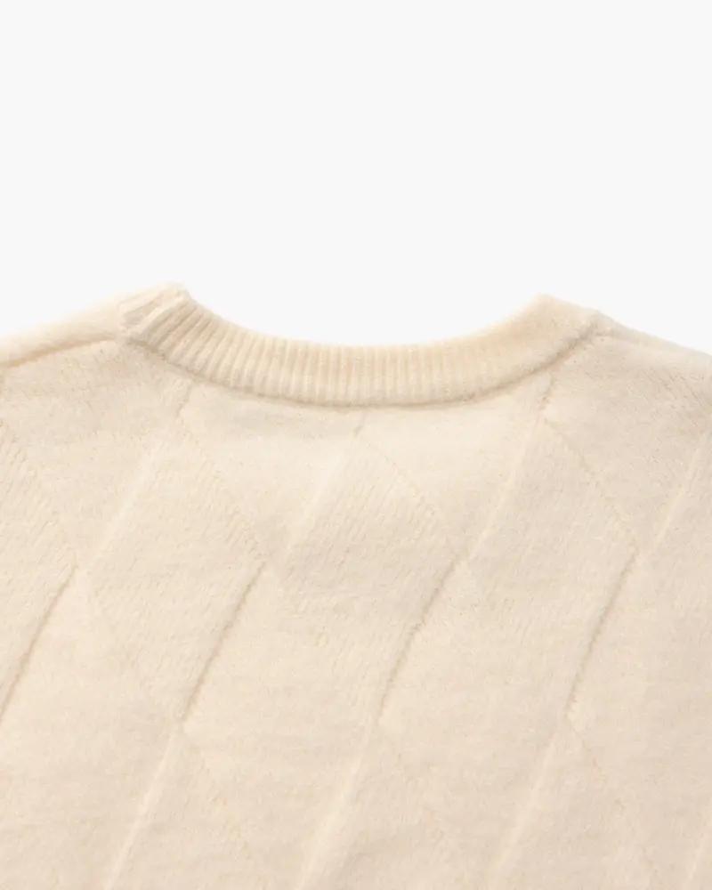 Sweter z okrągłym dekoltem w romby