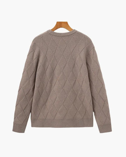 Sweter z okrągłym dekoltem w romby