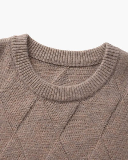 Sweter z okrągłym dekoltem w romby
