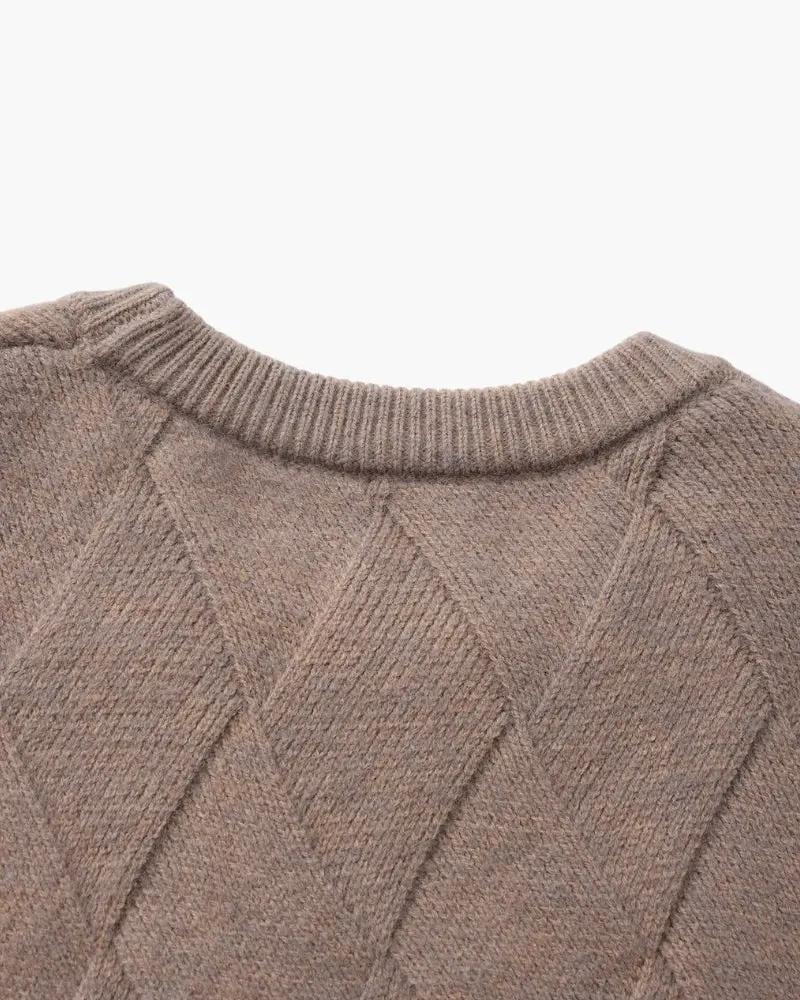 Sweter z okrągłym dekoltem w romby