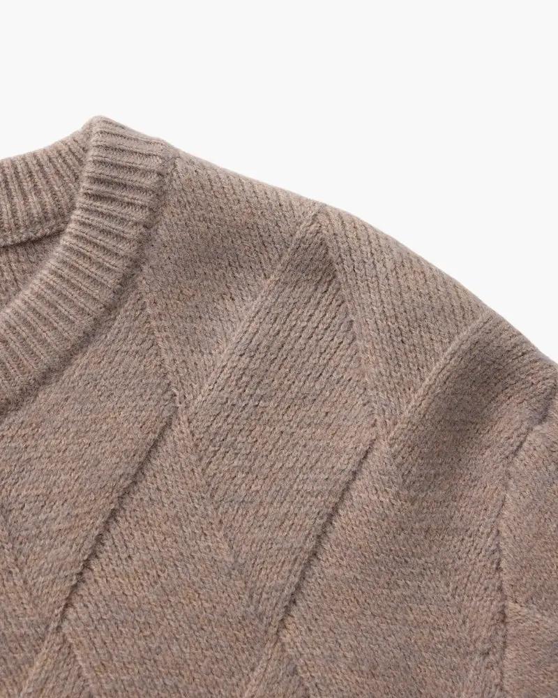 Sweter z okrągłym dekoltem w romby