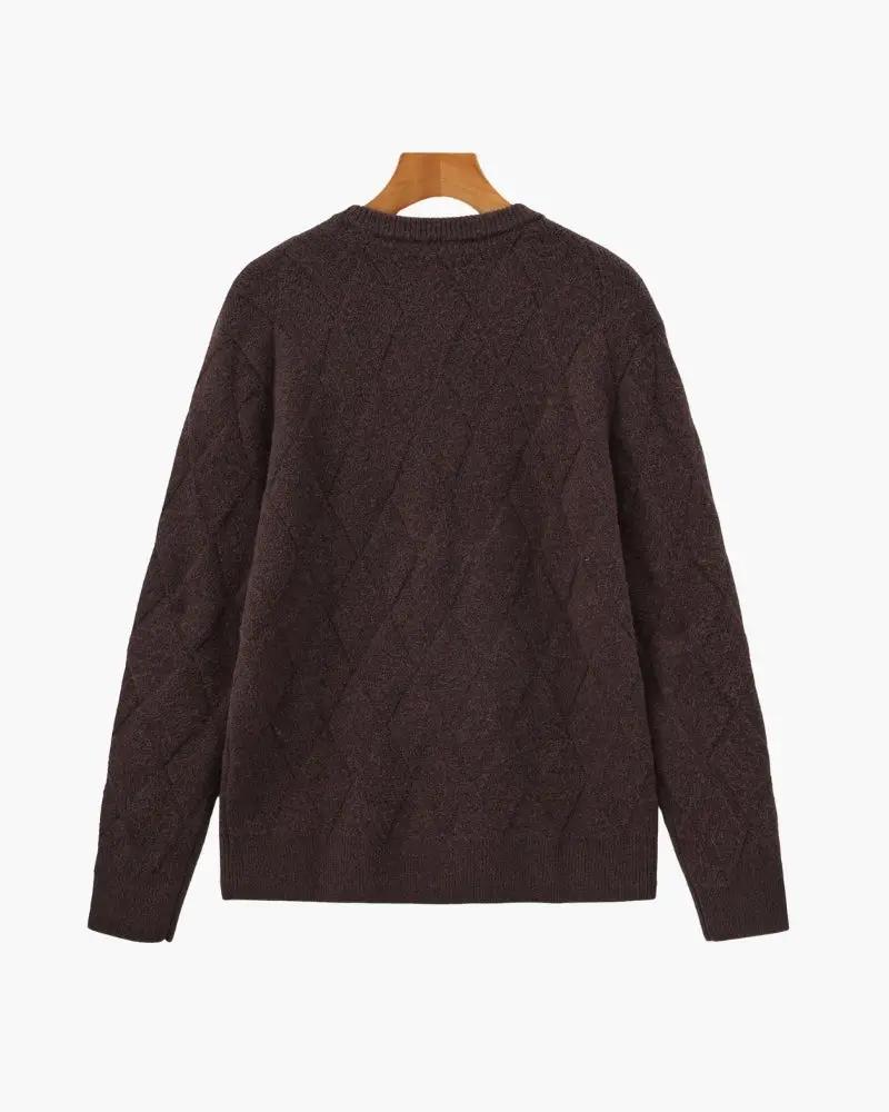 Sweter z okrągłym dekoltem w romby