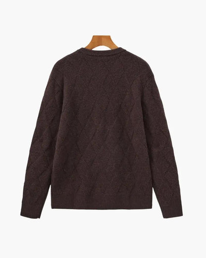 Sweter z okrągłym dekoltem w romby