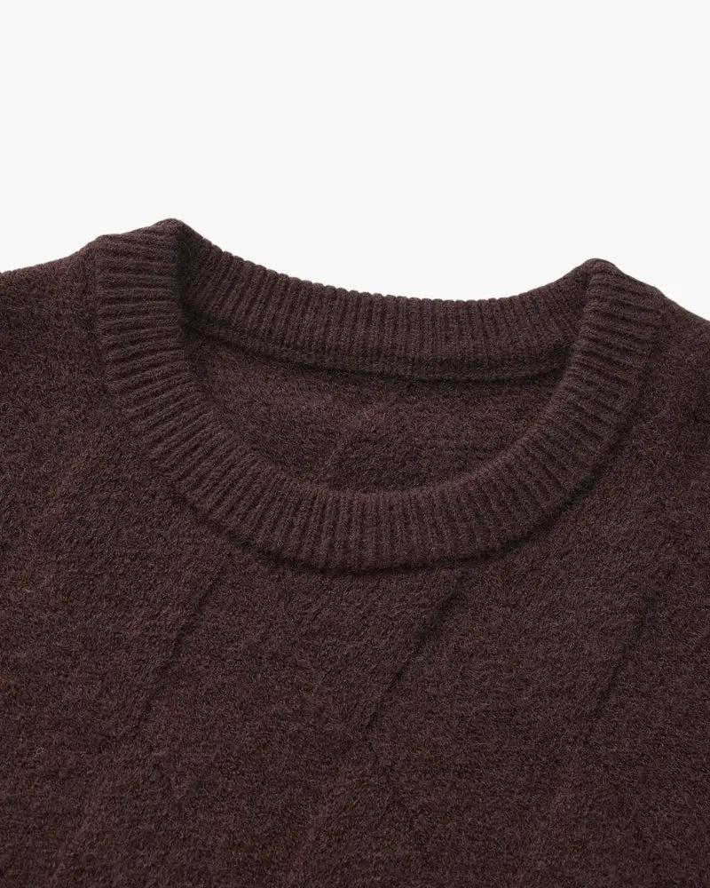 Sweter z okrągłym dekoltem w romby