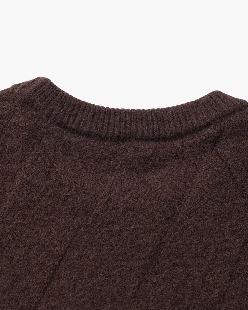 Sweter z okrągłym dekoltem w romby