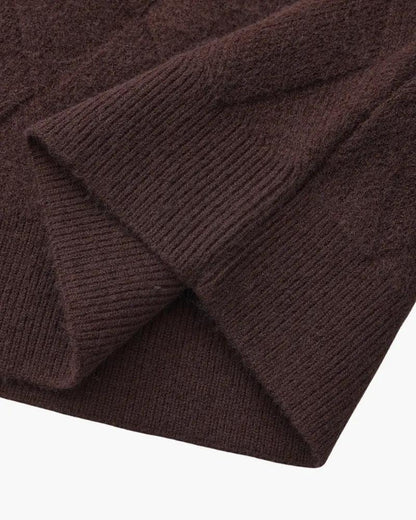 Sweter z okrągłym dekoltem w romby