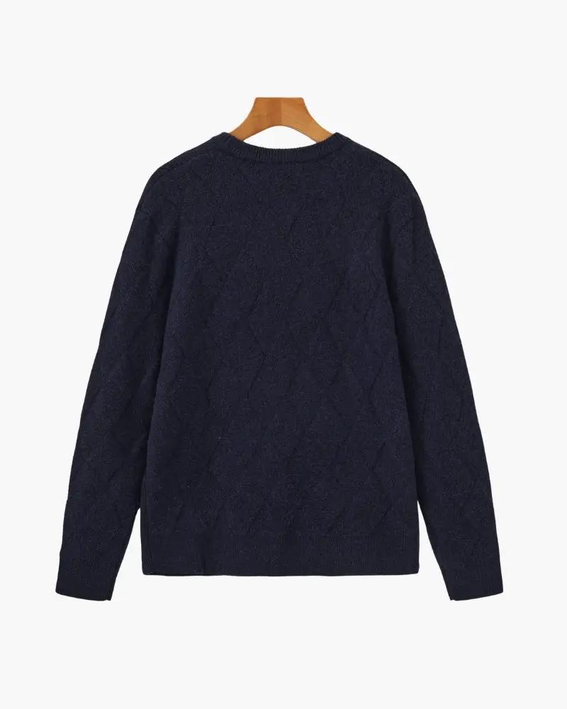 Sweter z okrągłym dekoltem w romby
