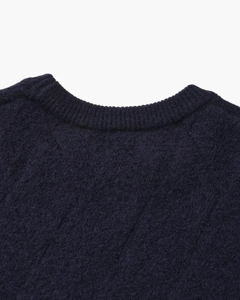 Sweter z okrągłym dekoltem w romby