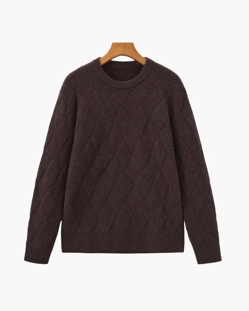 Sweter z okrągłym dekoltem w romby