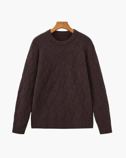 Sweter z okrągłym dekoltem w romby