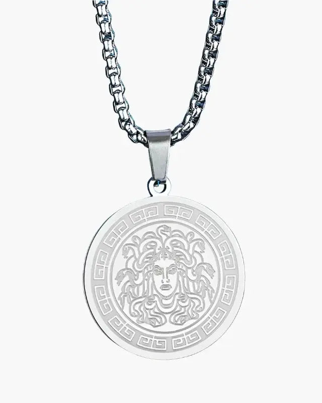 Długi łańcuszek Medusa, złoto i srebro