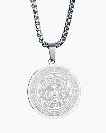 Długi łańcuszek Medusa, złoto i srebro